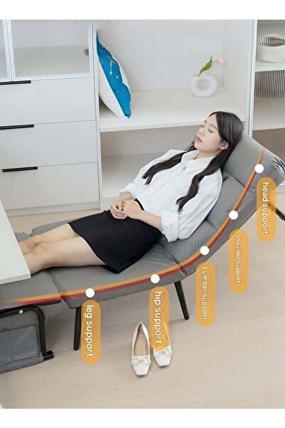 Taimi Folding Recliner Chair, 2-in-1 Chair and Bed with Adjustable Backrest, Office and Bedroom -Gray