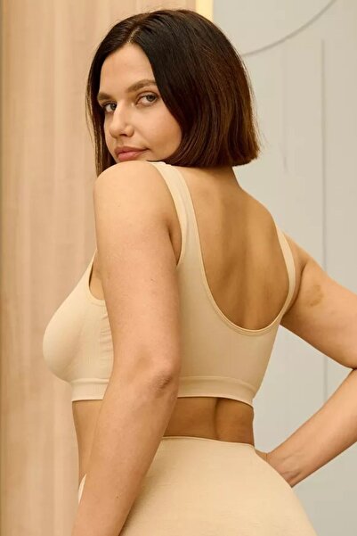 MİSTİRİK Panax Model Firming and Lifting Padded Bustier Corset Skin Color