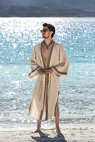 Mojo Summer Likya Kimono / Crinkle Linen Hand Print