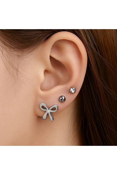 G Sport POLO Triple Bow-Top-Ring Model Stainless Steel Earrings