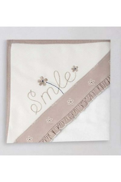 Malkoç bebe Smile Embroidered 0-12 Month Towel Eraser Beige