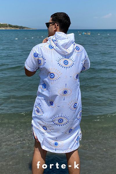 Fortek Home Summer Surf Poncho - Hooded and Bathrobe Beach Towel (LIVE FREE) Summer