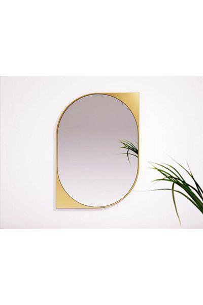 LUXXO Decorative Mirror Mond L, Asymmetric, Brushed Gold Frame, 91.5x61.5cm