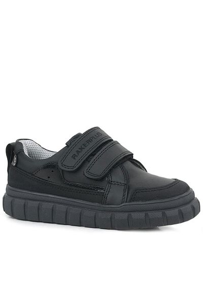 Rakerplus Pantofi de școală pentru copii, piele naturală, negru, cu velcro