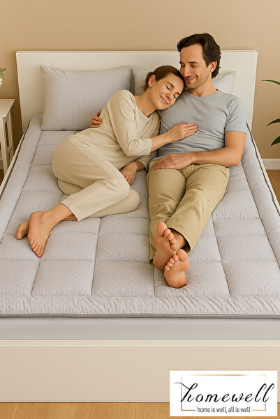 homewell %100 Saf Bambu Hipoalerjenik Çift Kişilik Rahat Uyku Pedi Gri