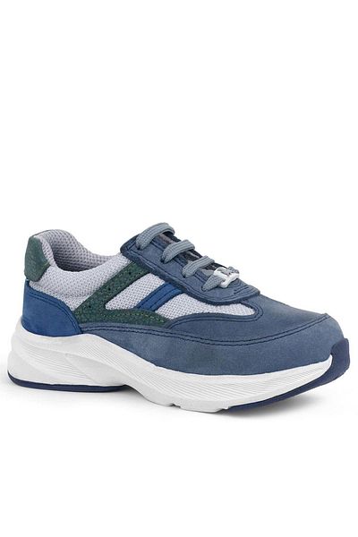 Rakerplus Pantofi sport pentru copii, albastru anatomic, cu șireturi, din piele naturală