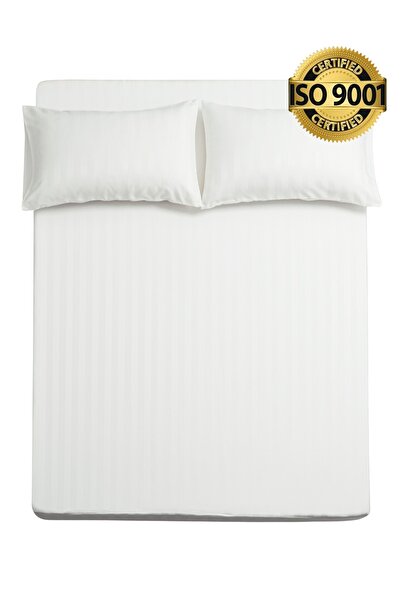 Master Home Textile Single Microfiber Sheet Set, Single Size 2 Pieces, Hotel Stripes Design