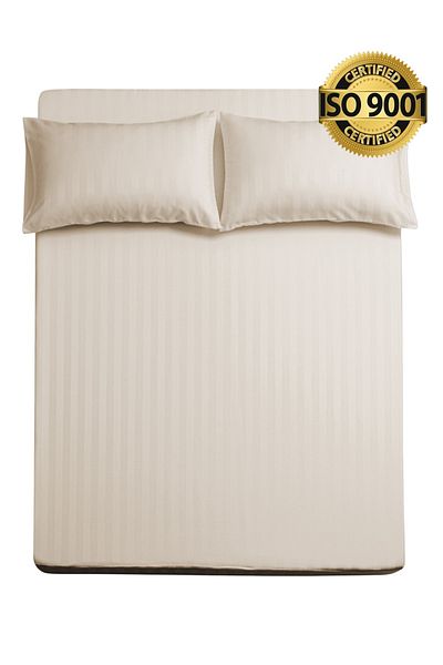 Master Home Textile Queen Microfiber Sheet Set, Queen Size 3 Pieces, Hotel Stripes Design