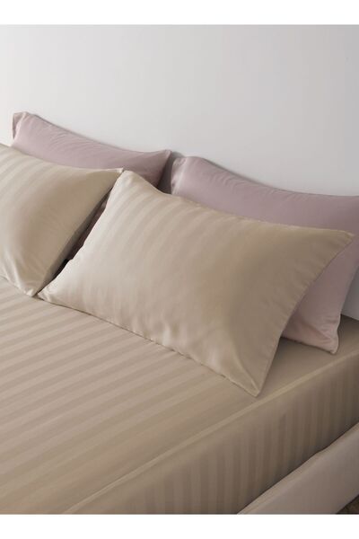 Master Home Textile Single Microfiber Sheet Set, Single Size 2 Pieces, Hotel Stripes Design