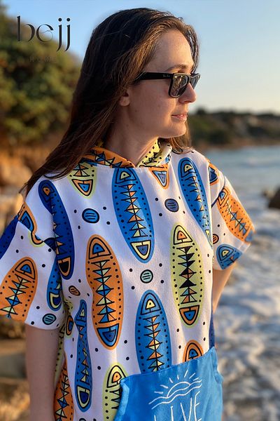 ECEMRE Summer Surf Poncho - Hooded and Bathrobe Beach Towel (LIVE FREE) Summer