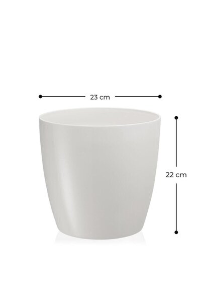 ToXA 7.4 Litre 23cm Drenaj Izgaralı Siyah Tabaksız Parlak Plastik Yakut Saksı No4