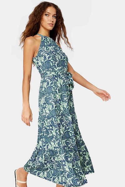 PayBuy Maxi Dress Printed a Line Halter Neck Summer Knitted Special Design Stylish Appearance Comfortable and