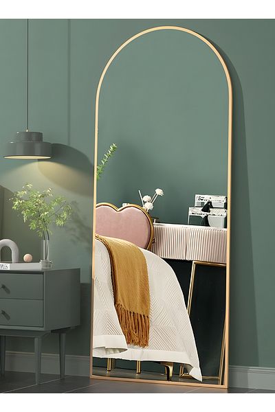 Taimi Large Mirror With Elegant Design150x50cm-full Length Mirror With Gold Metal Frame And Back Stand