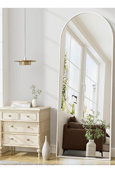 Taimi Large Mirror With Elegant Design160x50cm-full Length Mirror With Silver Metal Frame And Back Stand