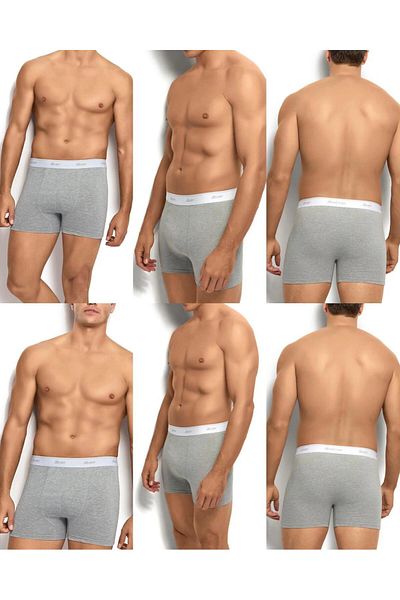 MYS GRUP TEKSTİL JİBER 6-pack Ανδρικό Γκρι Μπόξερ - Λεπτομέρεια από βαμβάκι και λύκρα / 156