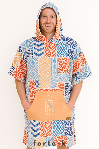 Fortek Home Summer Surf Poncho - Hooded and Bathrobe Beach Towel (LIVE FREE) Summer