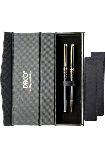 daço DACO SE268N Decebal Ballpoint Pen Set, Black + FLR Leather Case