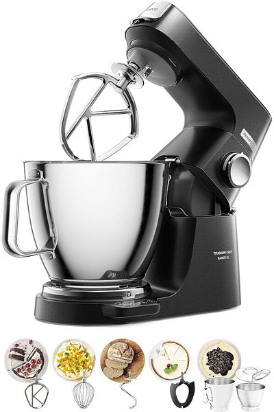 Kenwood Titanium Chef Baker Xl Stand Mixer, 7l 5l Duobowl, Weighing Scale, 5 Tools, Metal Body.