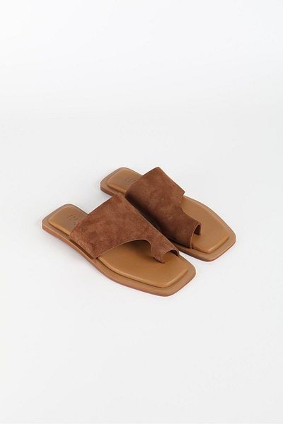 Haşema Papuci de damă din piele intoarsa maro 2221