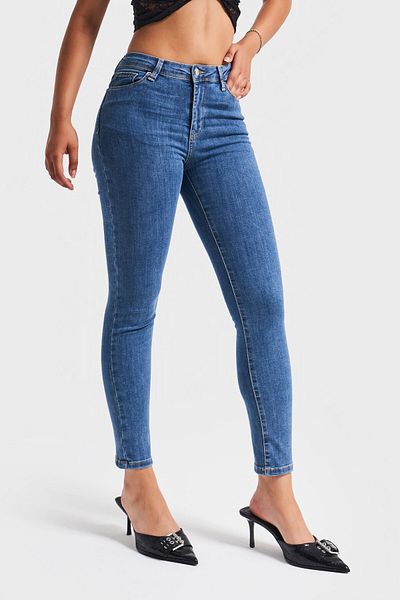 its basic Culoarea albastră pentru femei 1s5-5 Super Skinny Fit Talie înaltă Lycra Fabrică Lungime interioară 68 cm Denim Jean