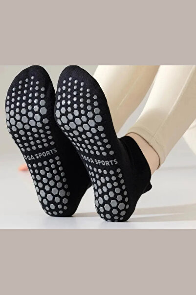 NF ND ENEFENDİ Kaydırmaz Tabanlı Unisex Siyah Yoga, Pilates Ve Tavaf Çorabı | Konforlu Nefes Alan Spor Patik Çorap