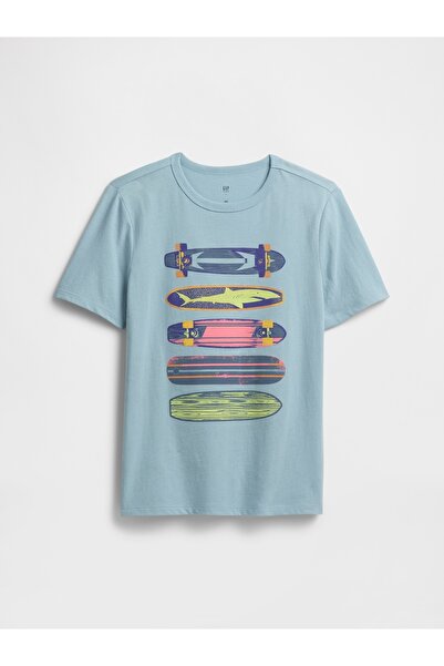 GAP Erkek Çocuk Yeşil Grafik Baskılı T-Shirt