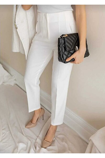 Livik Tess White Clamshell Γυναικείο Casual 90's Super High Παντελόνι