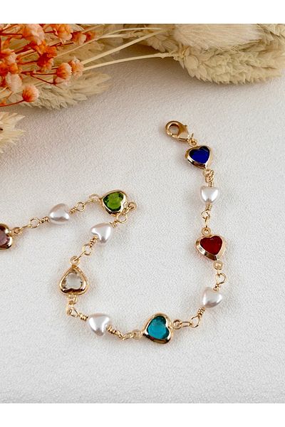 Siya Silver Vip Series - Crystal Pearl Heart Model Anklet