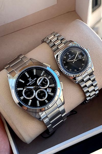 Daniel Klein Steel Band 24 Months Guarantee Silver Color Bracelet Gift Lover Couple Wrist Watch