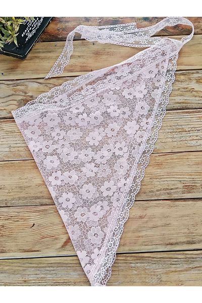 Mufincollection Self-Tie Lace Bandana – Triangle Shape, Handmade, Stylish and Elegant Accessory