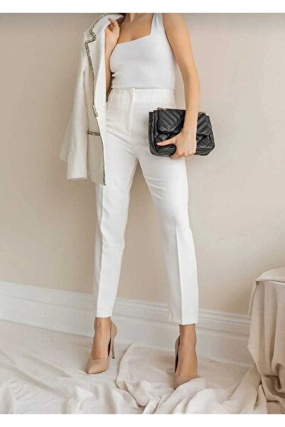 Livik Tess White Clamshell Γυναικείο Casual 90's Super High Παντελόνι