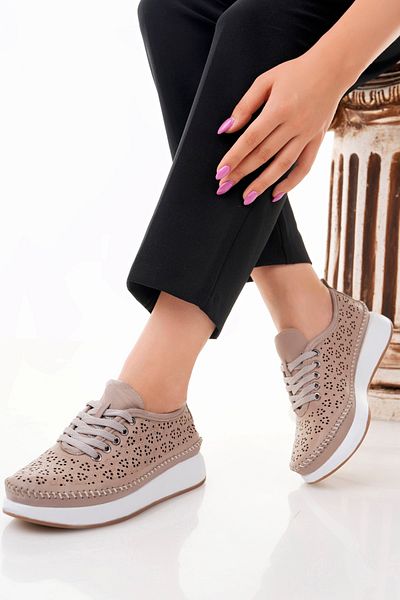 Deripabuc Genuine Leather Silver Women's Leather Casual Shoes Trc-9902