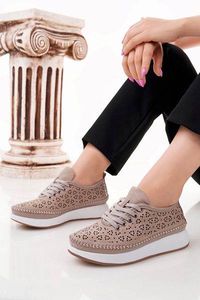 Deripabuc Genuine Leather Silver Women's Leather Casual Shoes Trc-9902