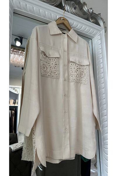 Invee Ecru 7007 Model Lace Shirt