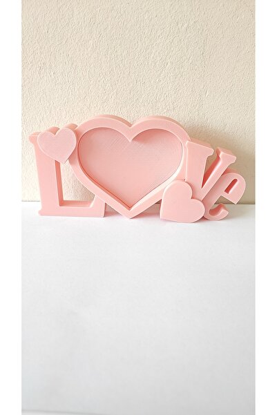 J&K Dizayn Love Yazılı Kalpli Dekoratif Masaüstü Resim Çerçevesi – Romantik H...