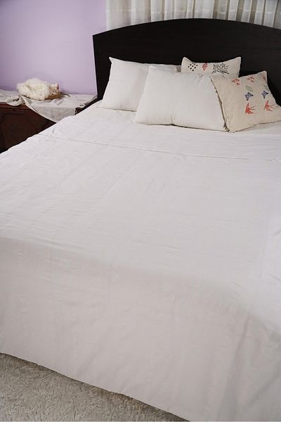 Defne&Apollon İpekçilik 100% Cotton Hand-Woven Attached Duvet Cover Set Double 270 X 260 cm - Off White