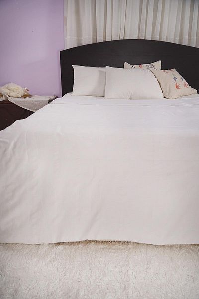 Defne&Apollon İpekçilik 100% Cotton Hand-Woven Attached Duvet Cover Set Double 270 X 260 cm - Off White