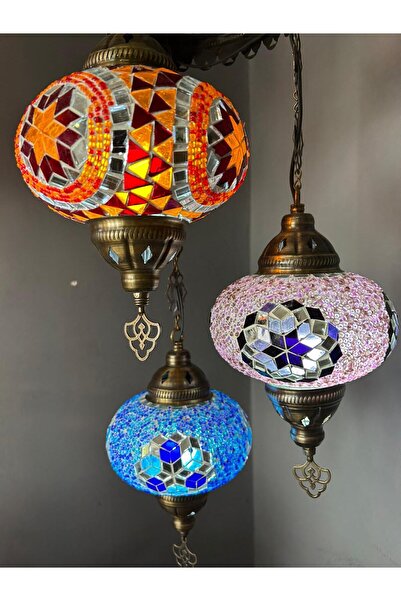 Karınca otantik el yapımı 3 lü mozaik avize ampul hediyeli