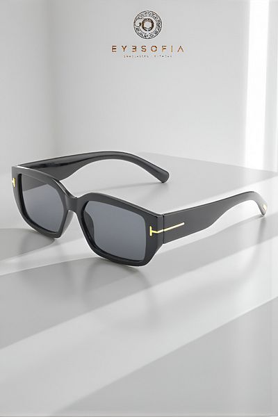 Eyesofia Caramello Vintage Black Unisex Sunglasses