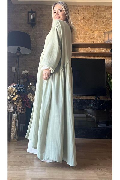 Cardella Γυναικείο φόρεμα μουσελίνας Oversize με λινό εσωτερικό με σχέδιο διπλής στρώσης