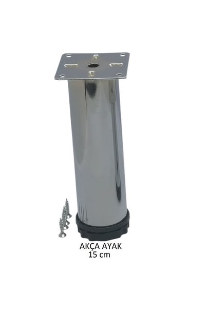 Adilon Akça Ayak, Baza, Yatak, Koltuk, Kanepe, Masa, Puf, Sehpa Ayarlanabilir Metal Ayak 15 Cm Krom