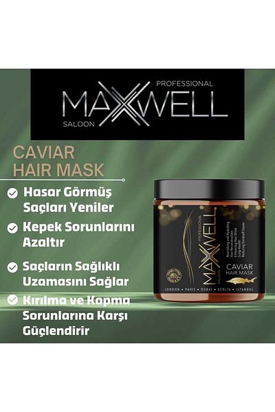 Maxwell قناع شعر الكافيار 500 مل - مع الكافيار ويساعد على نمو الشعر بسرعة