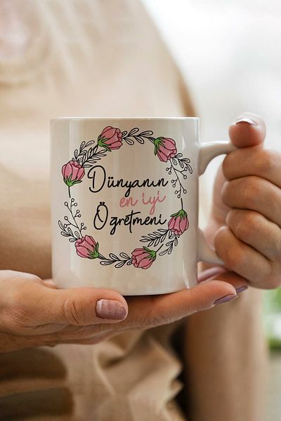 ÇELİKLER HEDİYE World's Sweetest Teacher Printed Mug