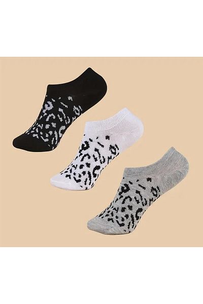 HANKARAYEL 6'Pair Дамски спортни обувки с леопардов принт Кецове Невидими чорапи