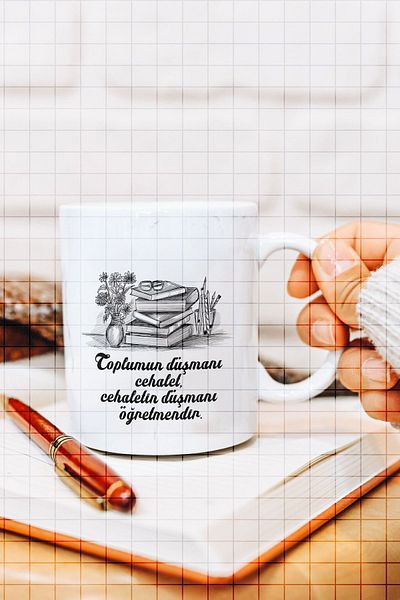 ÇELİKLER HEDİYE Enemy of the Society Ignorance Ignorance Is the Enemy of Teaching Printed Mug Cup