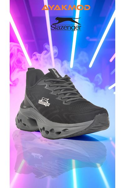 Slazenger Black Mesh Lightweight Flexible Breathable Men's Sports Shoes Willow m