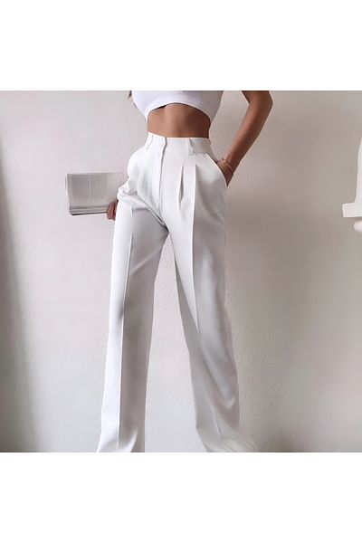 LAND MODA Women's Pleated Fabric high waist Palazzo Pants