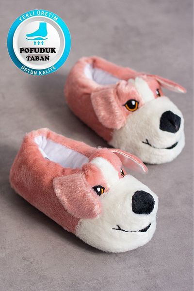 AlbiShoes Χειμερινές βελούδινες μπότες για το σπίτι με χαριτωμένη φιγούρα σκύλου - Παντόφλες μαλακής σόλας (30-40)