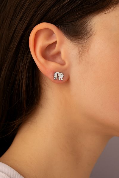 Piercing Market Steel & Silver 1 Pair of No Fade, Tarnish & Gift Earrings with Steel Studs