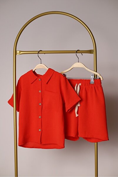 Arya Nisa Kids Erkek Çocuk Düğmeli Gömlek Yeni Sezon Yazlık 2'li Şortlu Takım